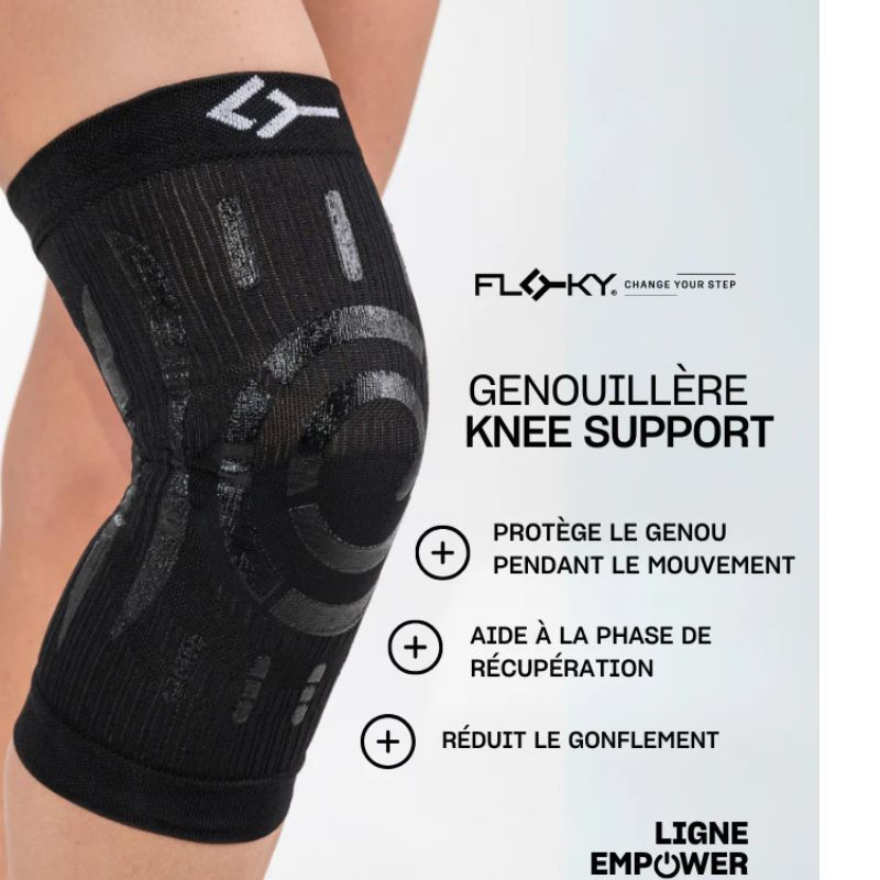 GENOUILLERE FLOKY KNEE SUPPORT noire, genou gauche