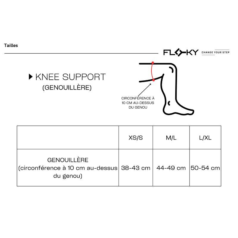 GENOUILLERE FLOKY KNEE SUPPORT noire, genou gauche
